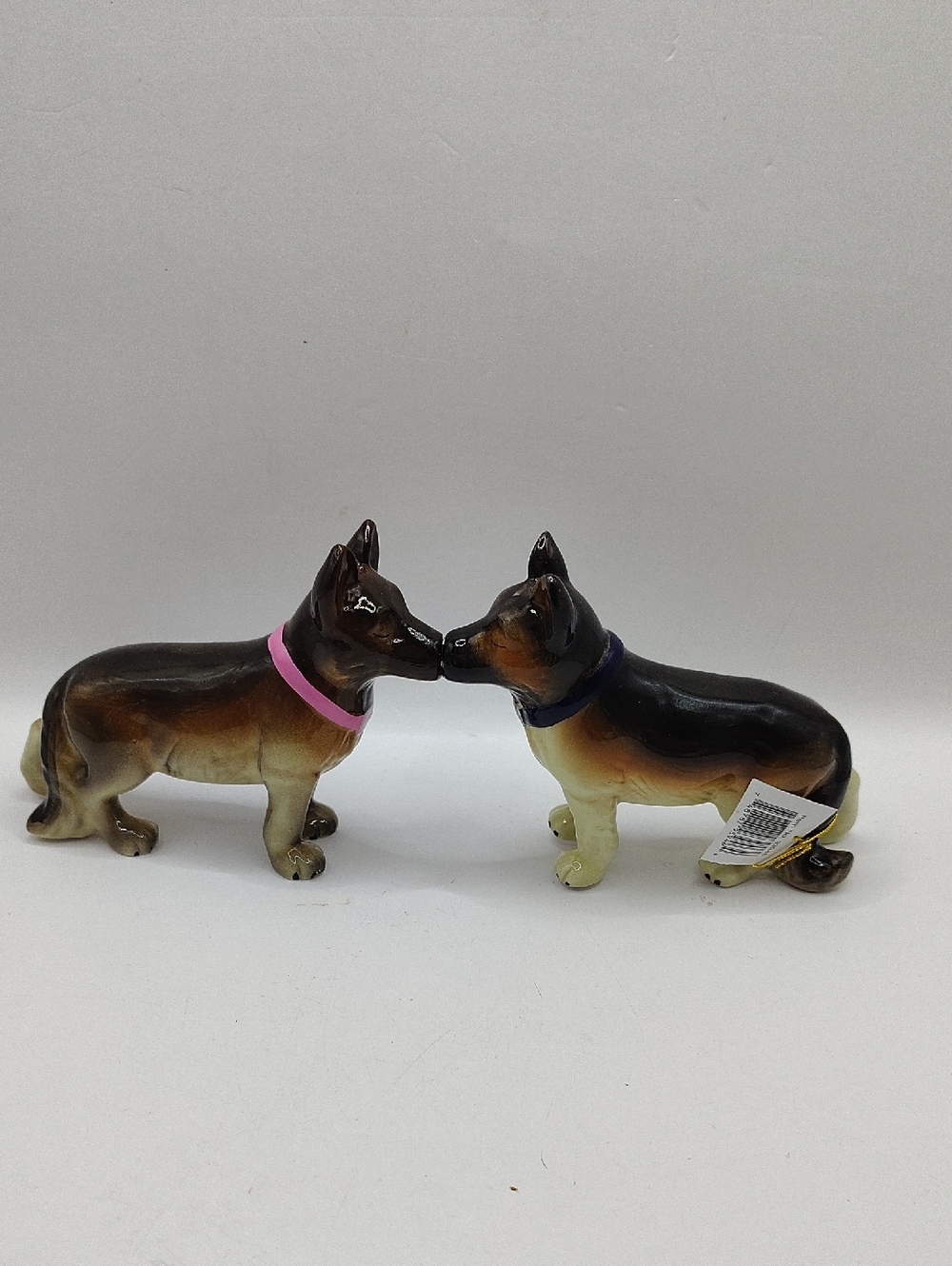 Vintage German Shepherd Porcelain Westland Kissing Dogs Salt and Pepper Shaker